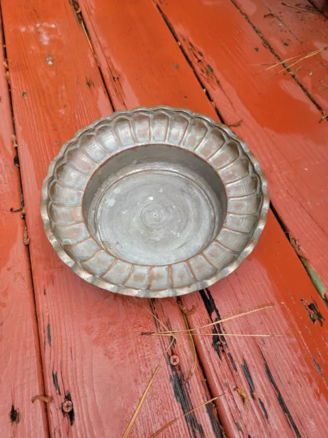 Vintage Round Hand Made Hammered Copper Bowl  Diameter