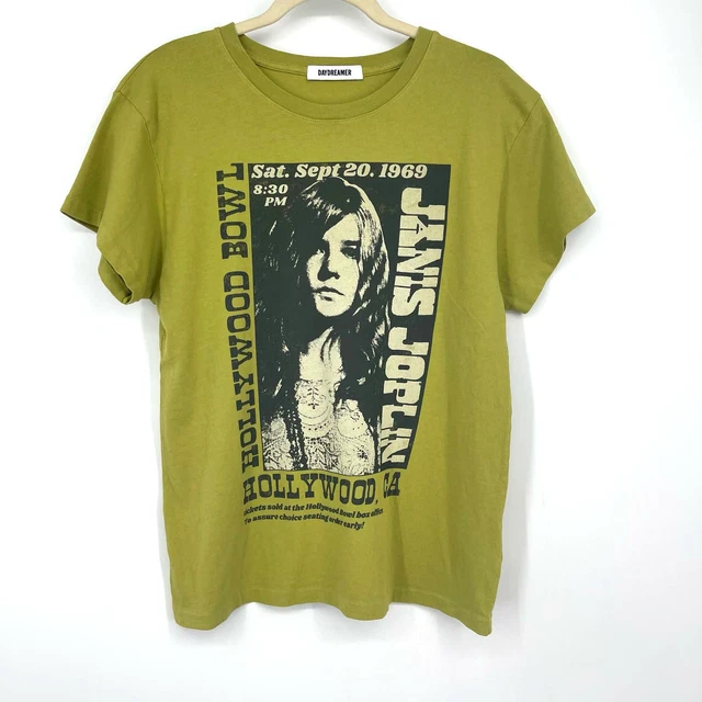 Daydreamer Janis Joplin Hollywood Bowl Tour Tee Medium Green NWOT