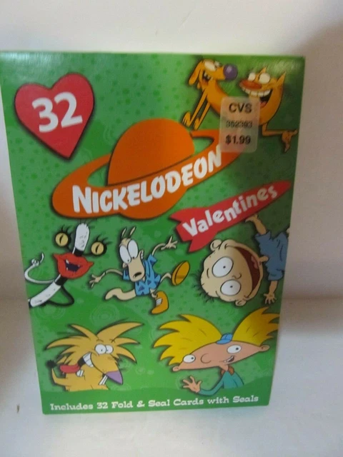 NICKELODEON VALENTINES DAY Cards Kids TV Cartoon Stickers Rugrats ...