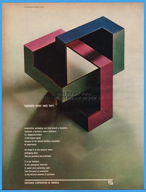 1962 CCA Container Corporation of America Ingenuity Never Ends Herbert Matter Ad