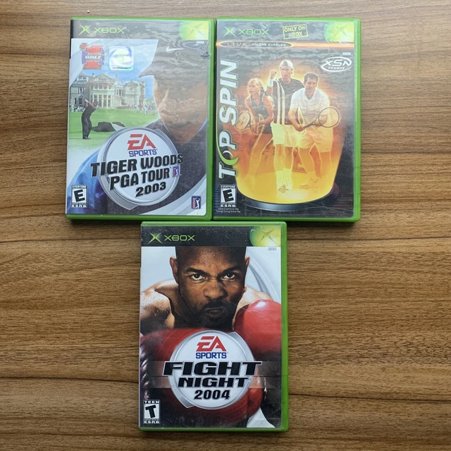 OG Xbox Sports Bundle Lot : EA Fight Night 04, Tiger Woods PGA  ‘03, Top Spin