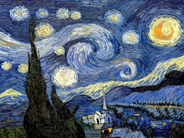 A4 Size High Quality Canvas Art Print Van Gogh Starry Night Home Decor