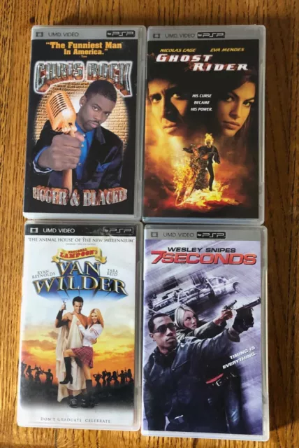 PSP UMD Movie Lot - Bundle of 4 - CHRIS ROCK GHOST RIDER VAN WILDER 7 SECONDS