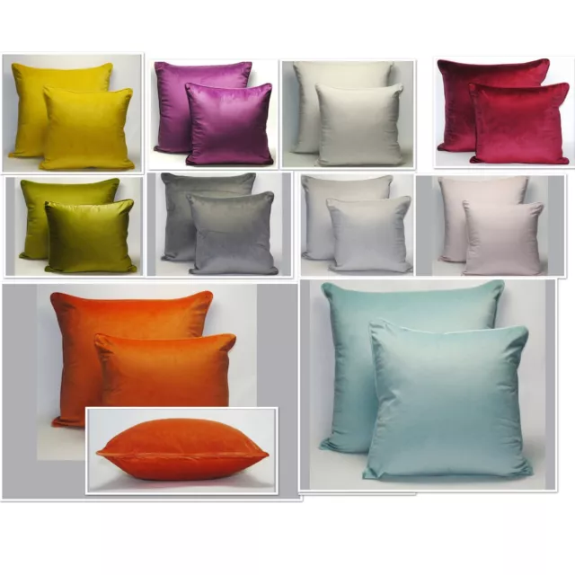 Velvet Cushion Covers Plain Piped Large or Standard