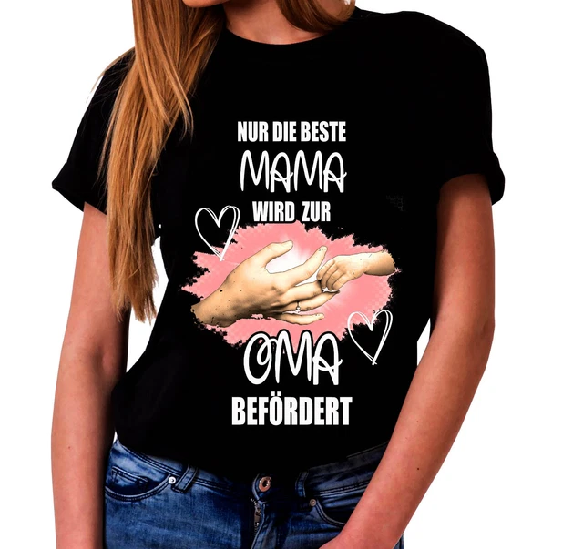 BESTE MAMA WIRD zur Oma befördert Familie Frauen Spruch TShirt EUR 20