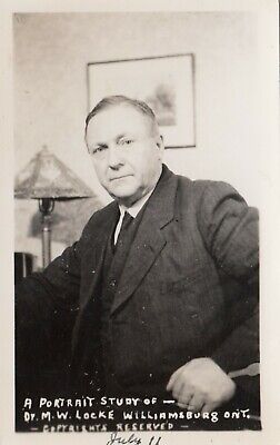 Portrait of Dr. Mahlon W. Locke WILLIAMSBURG Ontario Canada 1930s RPPC