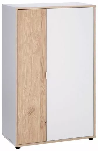 Aktenschrank weiß-eiche Büro-Schrank Schrank 112 cm hoch mit Soft-Close-Funktion