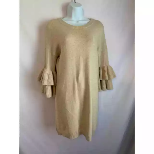 BB Dakota Size Small Cream 3/4 Sleeve Ruffle Sleeve Sweater Dress Women's