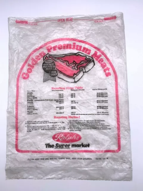 Vintage Ralphs Supermarket Meat Bag 1980s