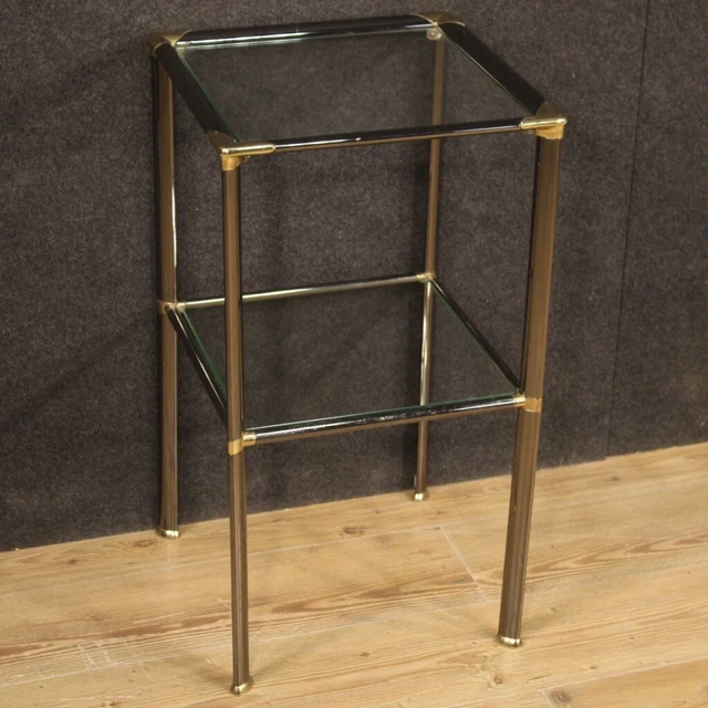 Side table design modern vintage 20th century furniture metal glass living room