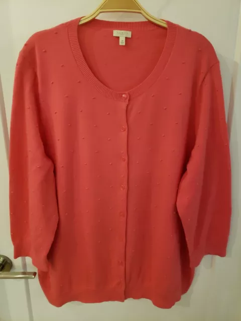 NWOT Talbots Women's 3X Pink 3/4 Sleeve Cardigan Sweater Swiss Dot Cotton