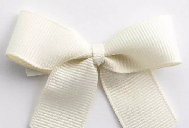 Large 5cm Cream Grosgrain Bows Self Adhesive Pre-Tied 16mm Ribbon Craft