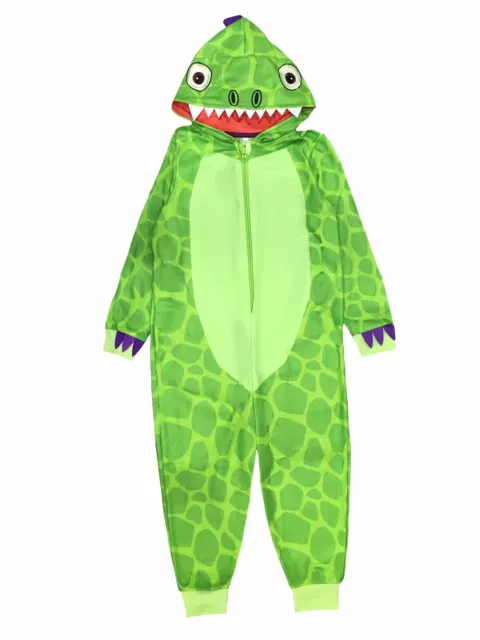 Boys Dinosaur One Piece Girls Kid Hooded 1Onesie Pyjama All In One Age 2-10 Yrs