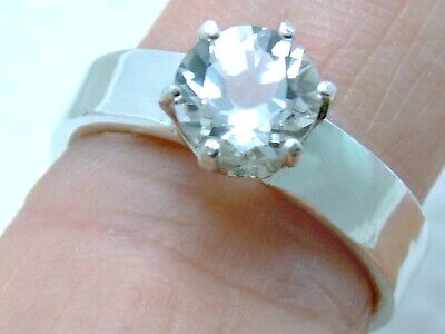 Natural White Colorless Topaz 925 Sterling Silver Ring 1.60ct USA Made Size 6.5