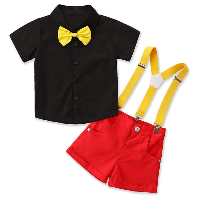 Camicia bambino 3 pezzi bretelle pantaloncini bowtie gentleman abito set party