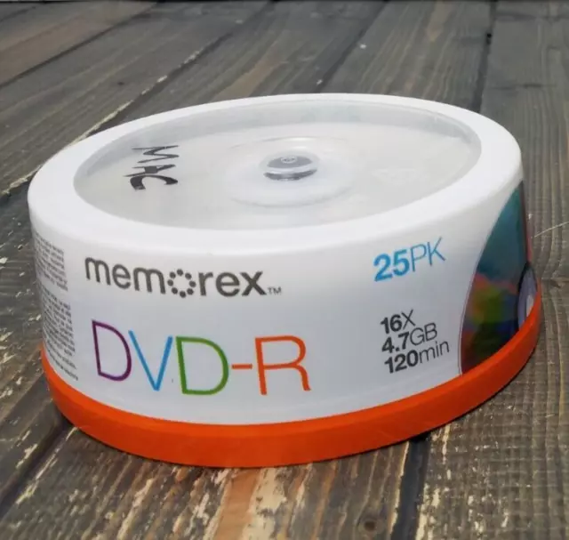 Memorex DVD-R Blank Recordable Discs 16X 4.7GB 120Min 25 Disc Spindle