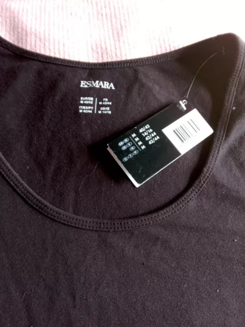 Esmara Ladies 2 Pack Long Sleeve Tops UK M 14-16 1 Black 1 Peach Brand New  WL