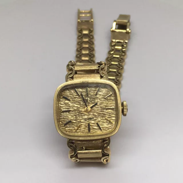 Lady's Omega 14K Yellow Solid Gold Mechanical Watch Factory Marked Case 8 inch Lady's Omega 14K Yellow Solid Gold Mechanical Watch Factory Marked Case 8 inch