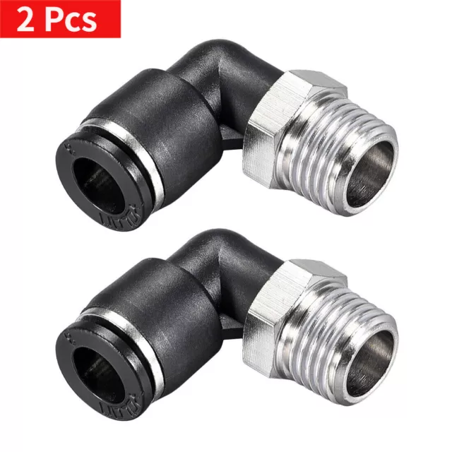 Push to Connect Tube Fitting Male Elbow 8mm Tube OD x 1/4 NPT Push Fit Lock 2pcs