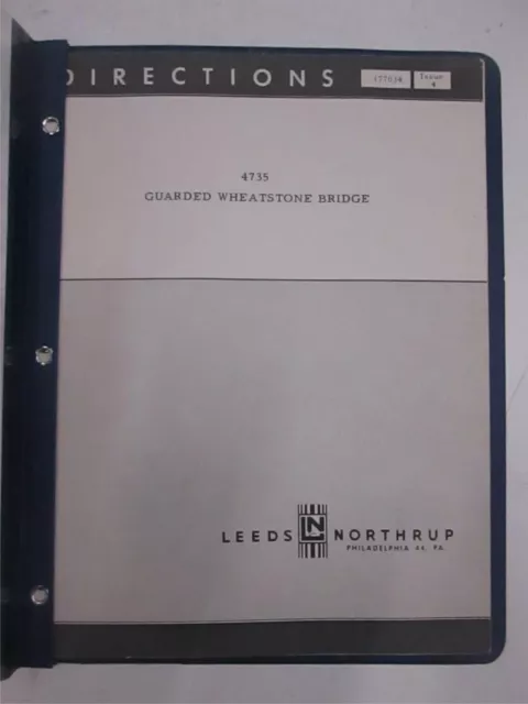 Leeds and Northrup Model 4735 Guarded Wheatstone Bridge Directions, Used