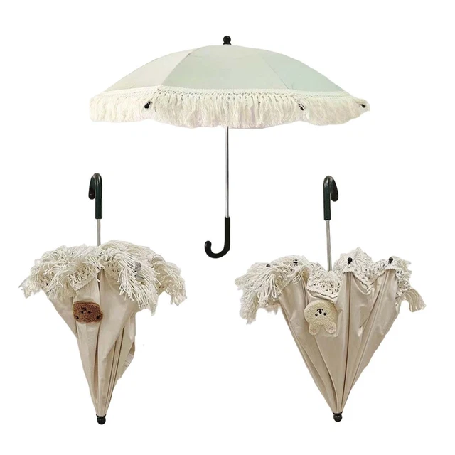 Kids Umbrella J Hook Handle Sunshade with Tassel Children's Outdoor Beach