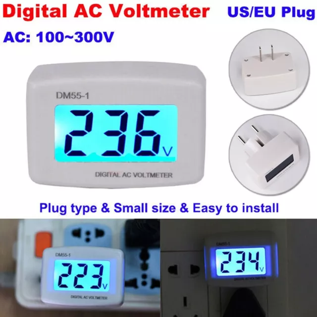 Plug-In Maison AC 110V-300V 120V 230V LCD Voltmètre Numérique Voltage Moniteur