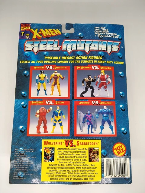 X-Men Steel Mutants Wolverine vs Sabretooth Die Cast Figures Sealed on Card 1994 3