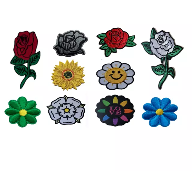 Flower Applique Patches embroidered iron on sew on Patch transfer clothes crafts