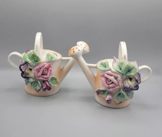 Pair Of Vintage Japan Ucagco China Porcelain Ceramic Watering Cans