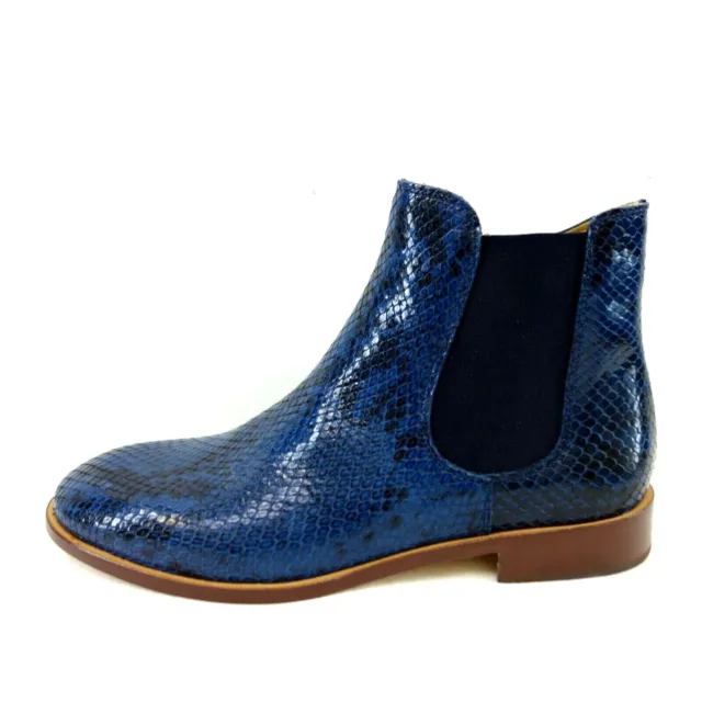 Gallucci Chaussures Femmes Bottes Chelsea Boots Bottines Bleu Cuir 36 Np 219