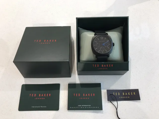 Mens Ted Baker Caine Watch (BKPCNF101UO) Black Stainless Steel + Leather Strap