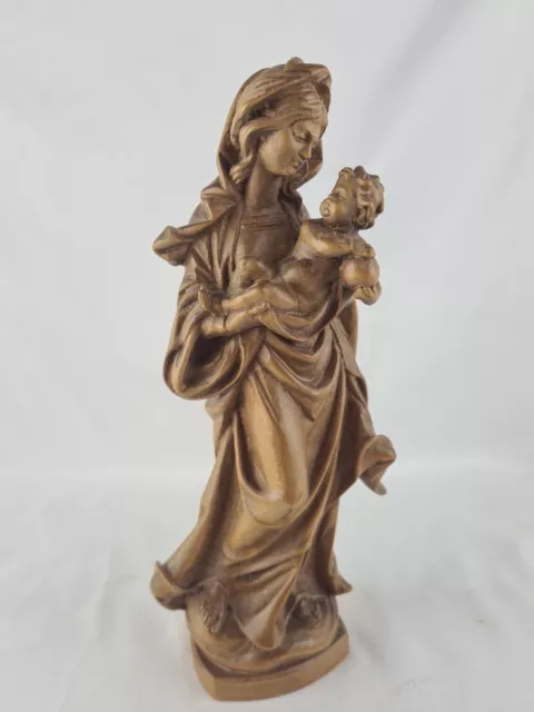 Alte Heiligenfigur Holz-Figur Madonna mit Kind handgeschnitzt Maria mit Kind 3