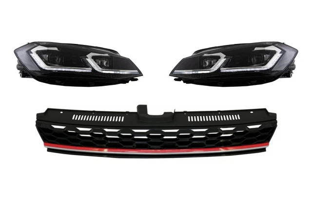 GRILLE POUR VW Golf 7.5 VII Facelift 17+ GTI Look LED Phares Dynamique