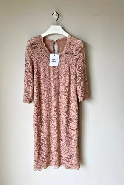 MAMALICIOUS LACE DRESS Maternity Pink Wedding Event MLMIVANA S / UK 8 💖 BNWT