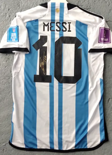 Lionel Messi Signed 2022 Fifa World Cup Argentina jersey