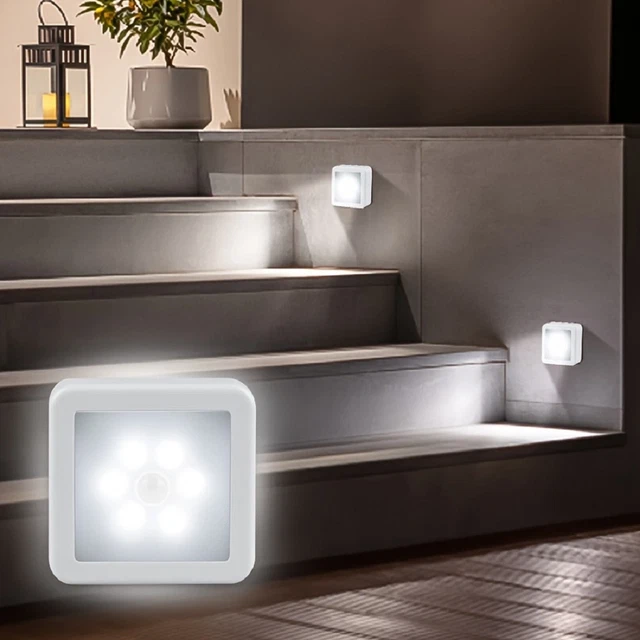 6 LED MOTION Sensor Lights PIR Wireless Night Light Battery Cabinet ...