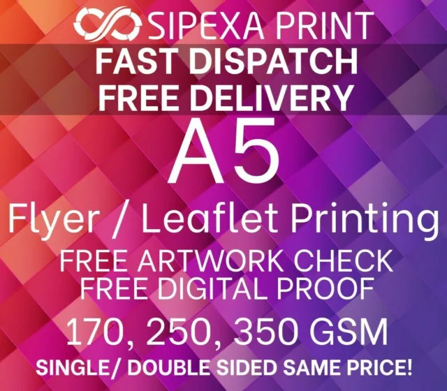 A5 Flyer Printing, A5 Leaflet Printing, Single or Double Sided Same Price