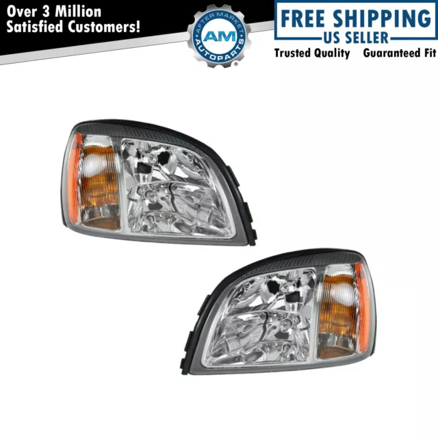 Headlights Headlamps Left & Right Pair Set NEW for 00-02 Cadillac Deville