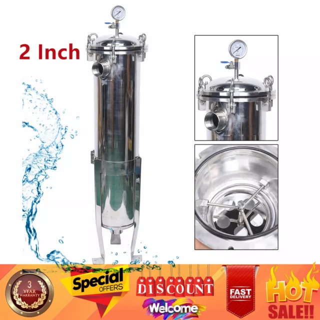 2in Bag Filter Housing Industrial Pressure Fluid Filter Stainless Steel 150PSI