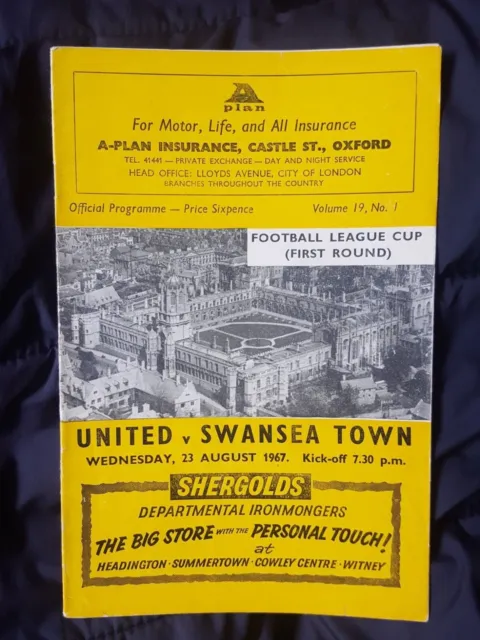 1967/68    Oxford Utd    v    Swansea Town    League Cup 1   23/8    Excellent