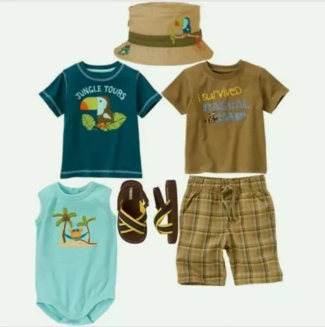 6-12 Months Gymboree SAFARI Outfit Tops,TShirt,Shorts,Sandals, NWT Vintage 3