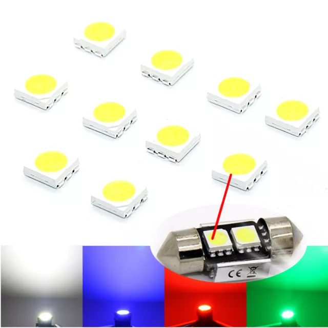 10x SMD LED 5050 Puce Blanc Froid Haute Puissance - Pièce Bleu Pâle / Clair