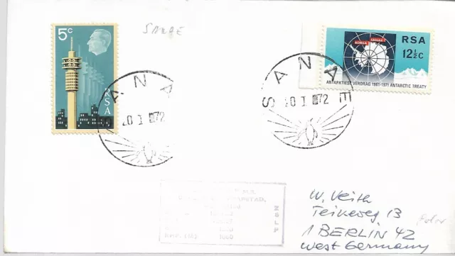 1972 South Africa cover Sanae Antarctica Cape Town RSA 10th Anniv. Treaty 2231