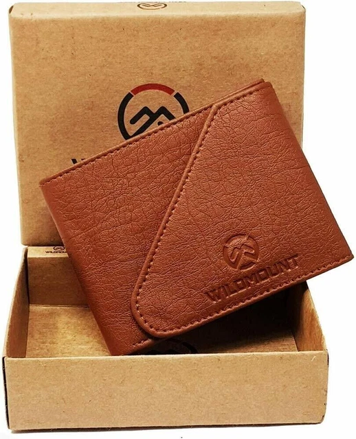 Nuevo HOMBRES Bronceado Color Poliuretano Díptico Cartera Perfecto Regalo Objeto