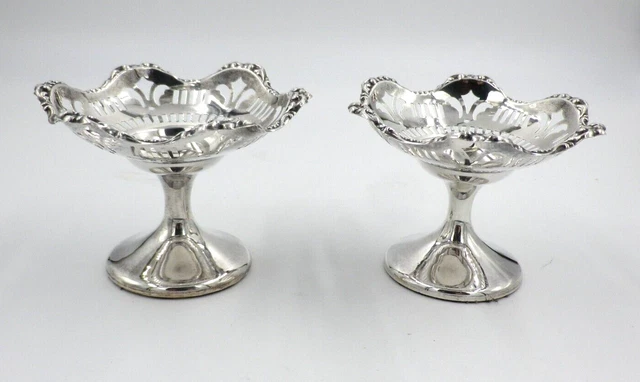 Silver Pair Comports Solid Sterling Pair Pretty Dishes Vintage (LSSLOH)