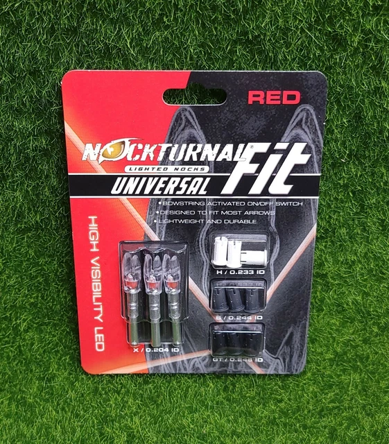 Nockturnal Universal Fit Lighted LED Arrow Nocks, Hi-Viz Red, 3/Pack - NT-302