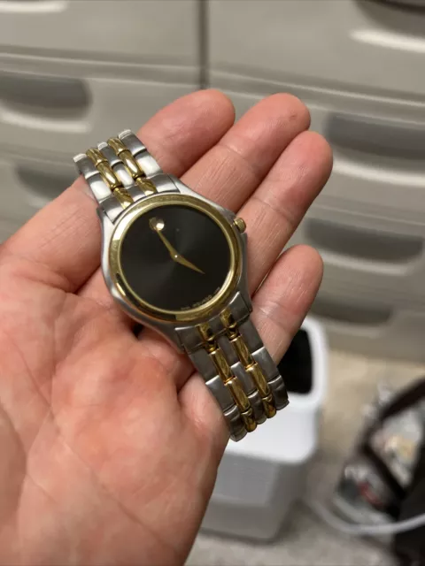 Movado 81-E4-0863 Swiss Quartz Museum Black Dial Men's Watch Need New Battery