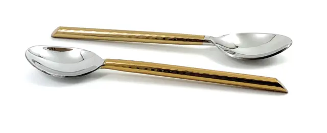 Set of 6 Vibhsa Golden Silverware Teaspoons/Dessert Spoons Handcrafted NEW....
