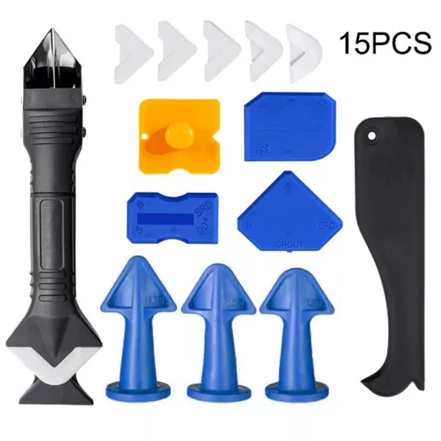 15PCS Profession Sealant Nozzle Glue Filler Caulking Finisher Silicone Tool Set-