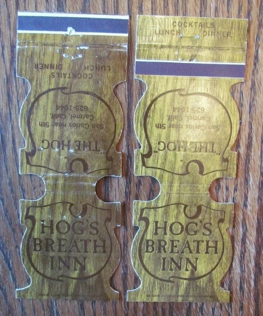 Carmel, California: Hog's Breath Inn Jewelite Matchbook Matchcovers -E13
